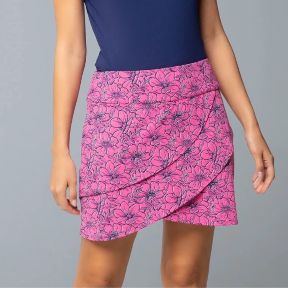 IBKUL Floral Pink Wrap-Front Women's Skirt M